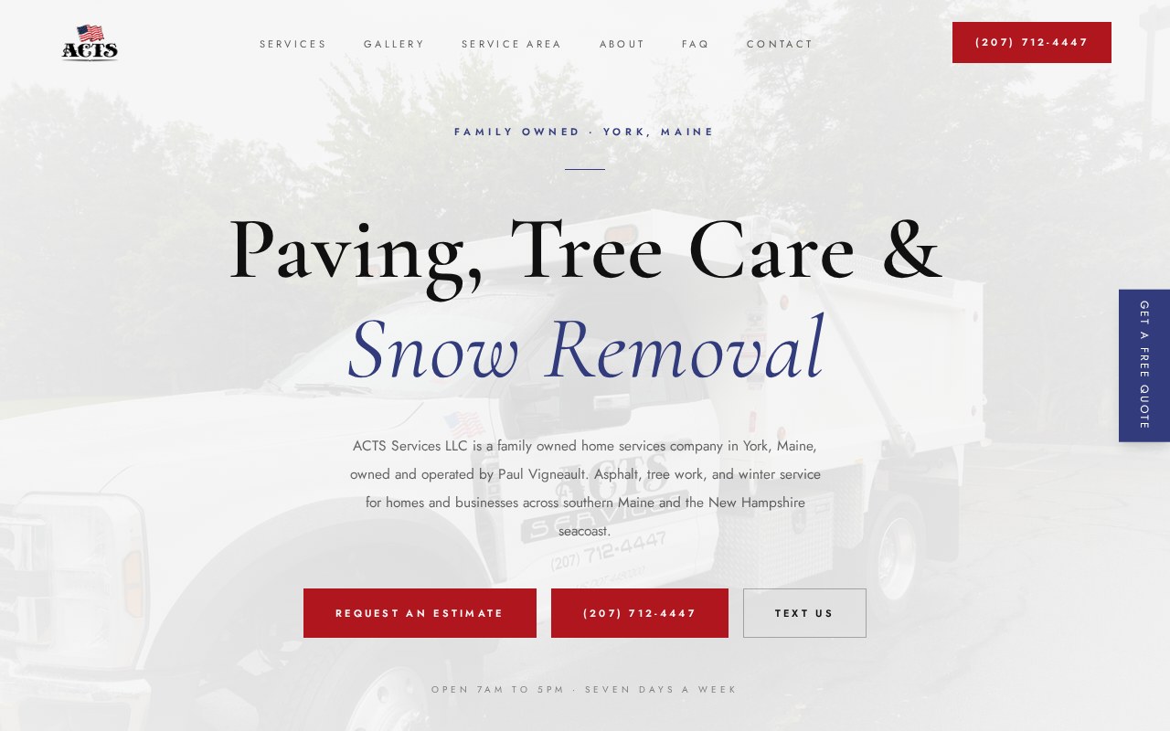 ACTS Services LLC website, desktop view built by Mikenzie Rae Media.