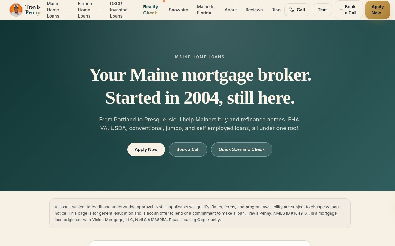Home Loan GOAT Maine loans page built by Mikenzie Rae Media.