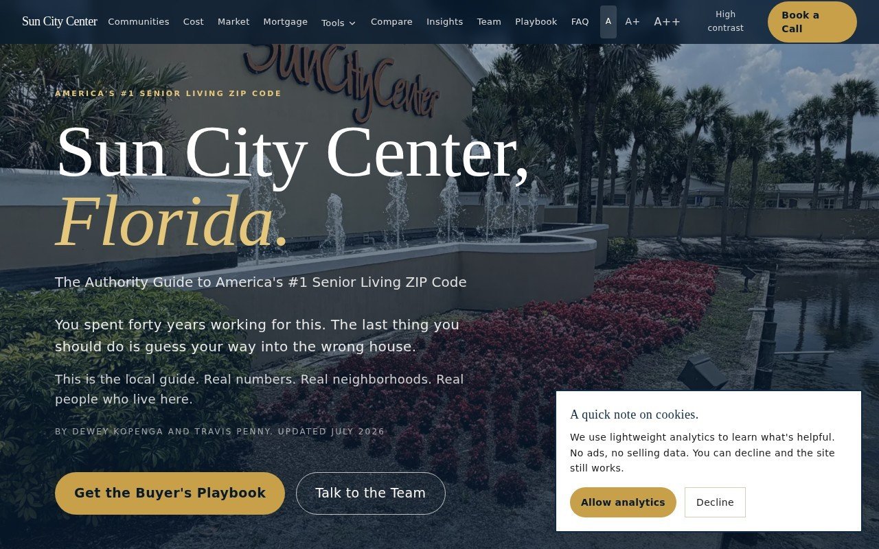 Sun City Center Florida website, desktop view built by Mikenzie Rae Media.